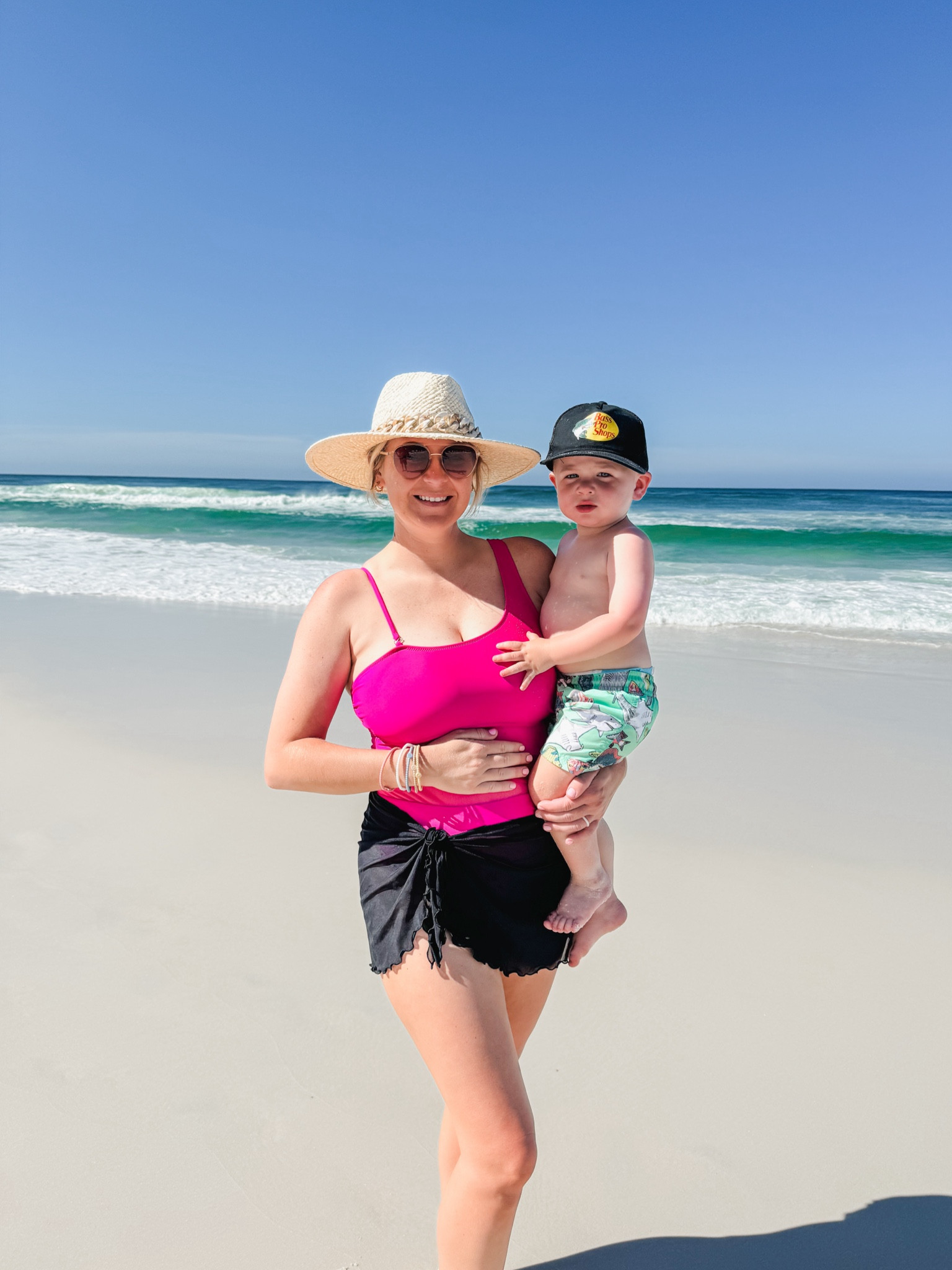Amazon swimsuit / L
Walmart Sun Hat 
Walmart sarong 

Bump friendly, mom approved, mom friendly swimsuit 

#LTKFindsUnder50 #LTKxWalmart #LTKBump