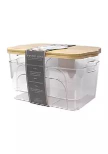 Set of 2 Small Plastic Bins with Bamboo Lids | Belk