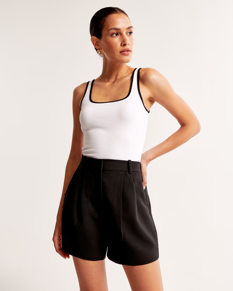 Essential Cropped Squareneck Rib Tank | Abercrombie & Fitch (US)