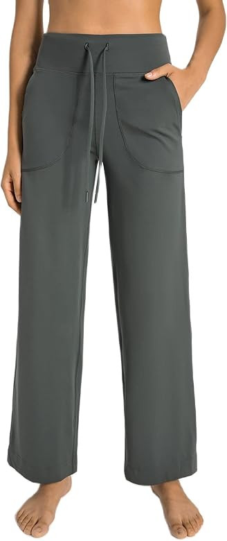 HerGymClothing Women's Wide Leg Yoga Pants, High Waist Nylon 66 Comfy Athletic Pants 4 Way Stretc... | Amazon (US)