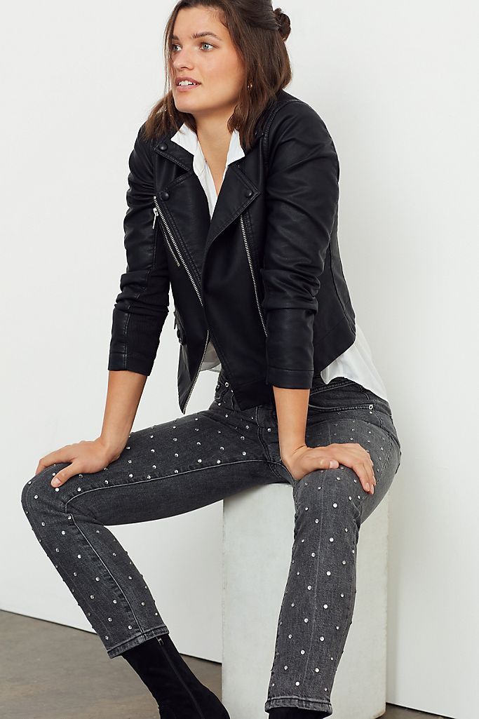 Pilcro Ultra High-Rise Beaded Straight Jeans | Anthropologie (US)