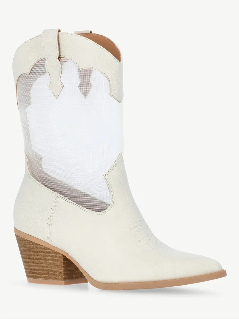 No Boundaries Women's Sheer Mesh Western Boots | Walmart (US)