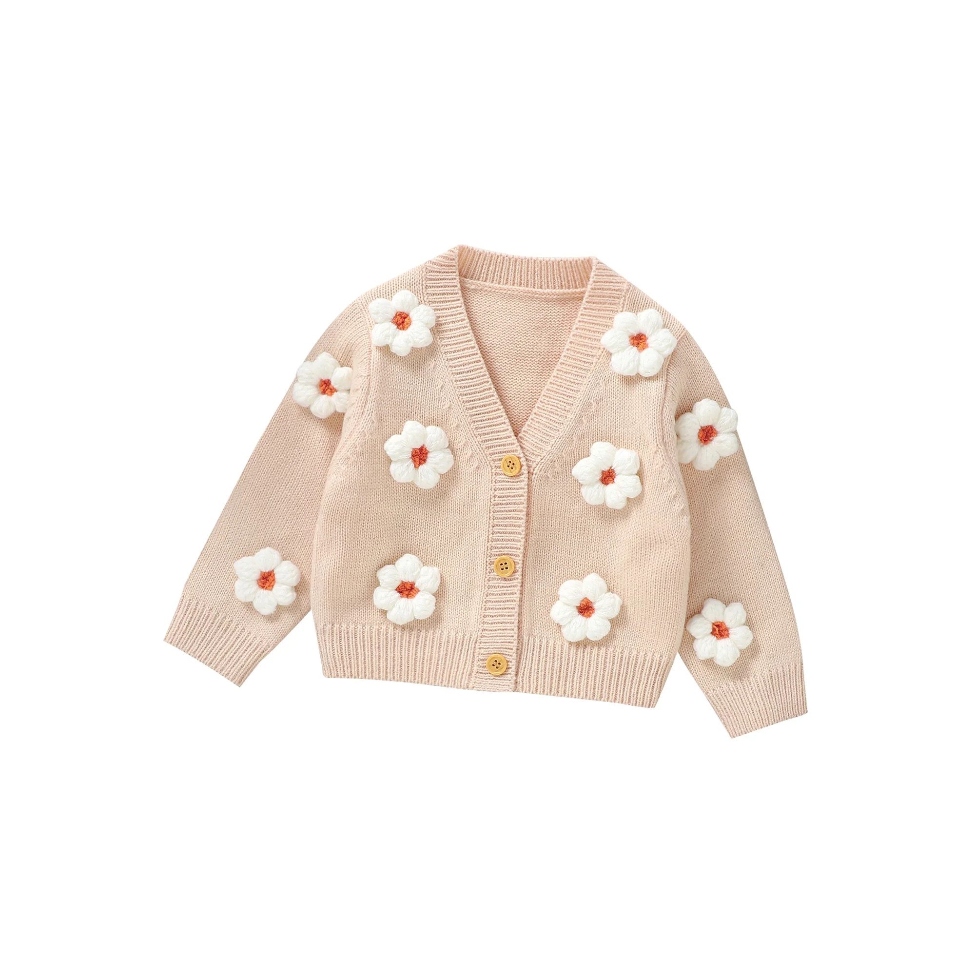 Biayxms Baby Girl Embroidered Cardigan, Long Sleeve V Neck Button Closure Flower Winter Fall Warm... | Walmart (US)