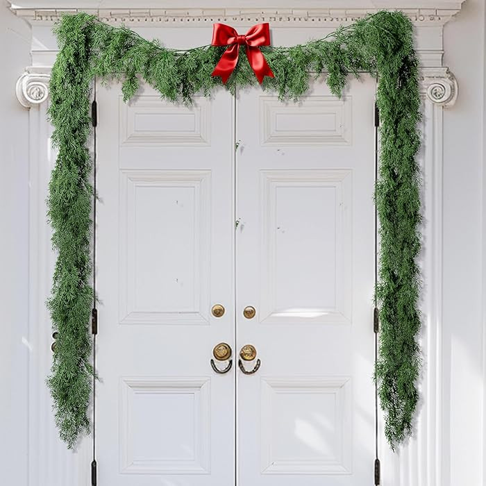 9.8 Ft Realistic Touch Norfolk Pine Garland, Greenery Artificial Pines Cypress Garland, Fake Chri... | Amazon (US)
