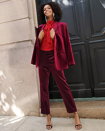 Velvet Double Breasted Shawl Collar Blazer. | Express