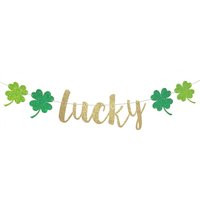 st Patricks Day Decoration | Banner Lucky Shamrock Gold Green Glitter Decor Clover | Etsy (US)