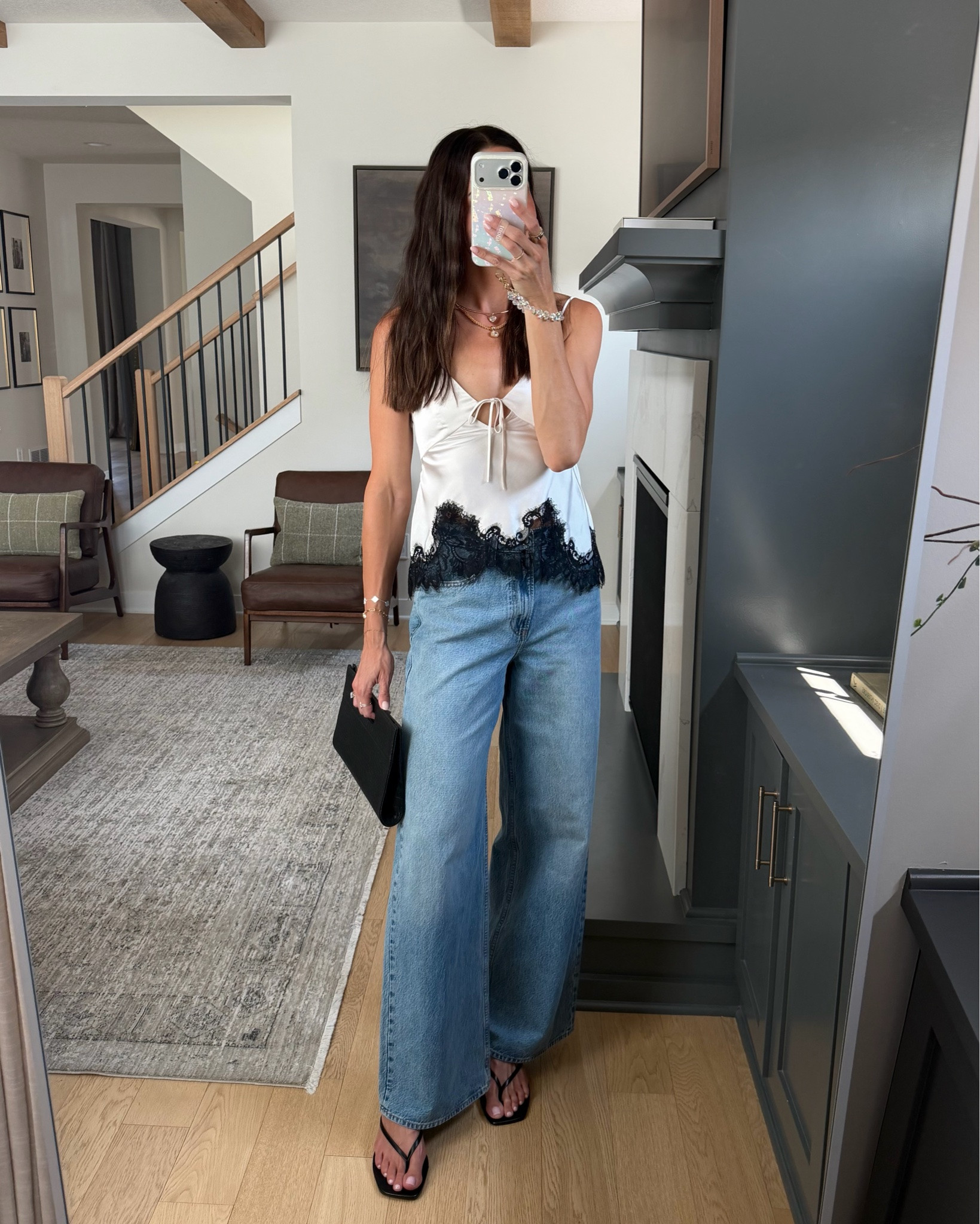 @abercrombie denim refresh! 👖 All denim is 25-50% off + an extra 15% off with stackable code DENIMAF 😍 #abercrombiepartner 

Outfit 1–
Wide leg jeans: true to size (26 long) I’m 5’7”
Cami: size down if between (XS) 

Outfit 2–
Sweater tank: size down if between (XS)
Cream low rise jeans: true to size (26R) 

Outfit 3–
Stripe cardi: sized down (XS) runs big
Straight leg jeans: true to size (26R) 

Outfit 4– 
Flutter sleeve top: true to size (S)
Brown jeans: true to size (26R) 

Outfit 5–
Tank: true to size (S)
Barrel jeans: true to size (26L)

#LTKSaleAlert #LTKootd #LTKSeasonal