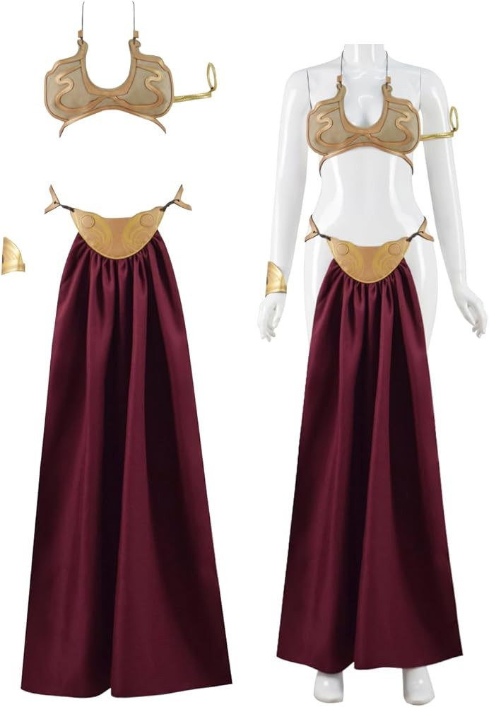 Adult Princess Leia Slave Cosplay Costume Bikini Carnival Outfit Dress Gold Bra Skirt Halloween C... | Amazon (US)