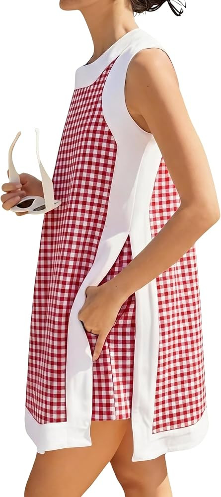 Hooever Two Piece Set for Women Casual Summer Plaid Sleeveless Tank Tops Matching Shorts Gingham ... | Amazon (US)