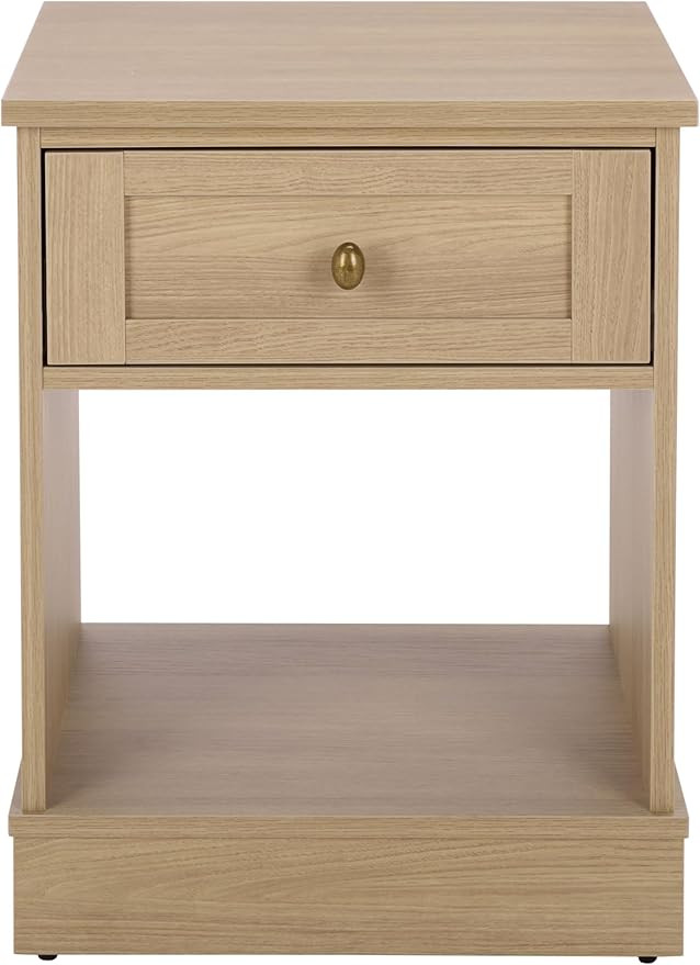 SAFAVIEH Home Collection – Shafa 1-Drawer 1-Shelf Side Table, Natural Finish with Brass Metal A... | Amazon (US)