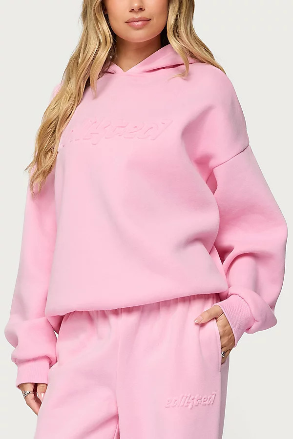 Edikted Totally Edikted Hoodie in Pink, Women's at Urban Outfitters | Urban Outfitters (US and RoW)