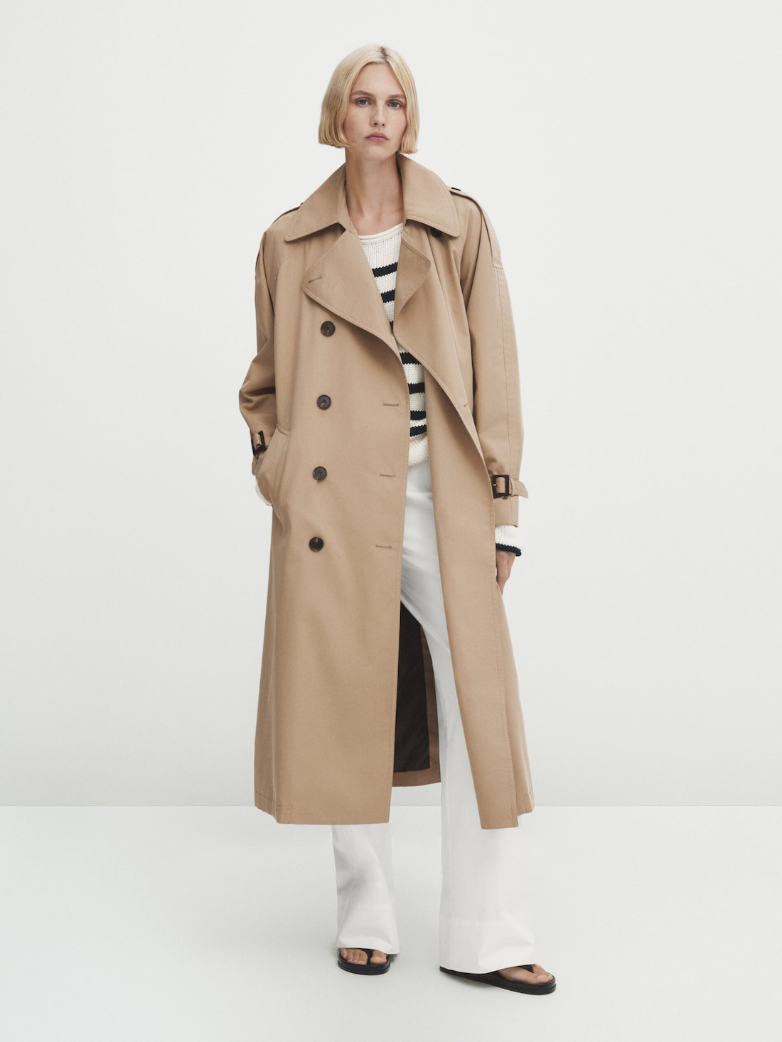 Voluminous trench coat with belt | Massimo Dutti US