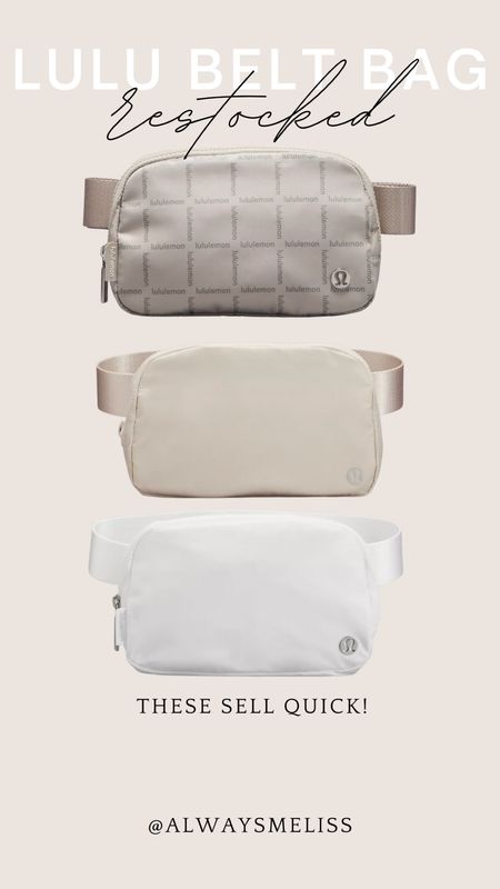 Lululemon everywhere belt bag is restocked in a few colors, here are the neutral ones that I love. It’s a great travel bag, walking the dogs, bag or every day bag.

#LTKunder50 #LTKtravel #LTKitbag