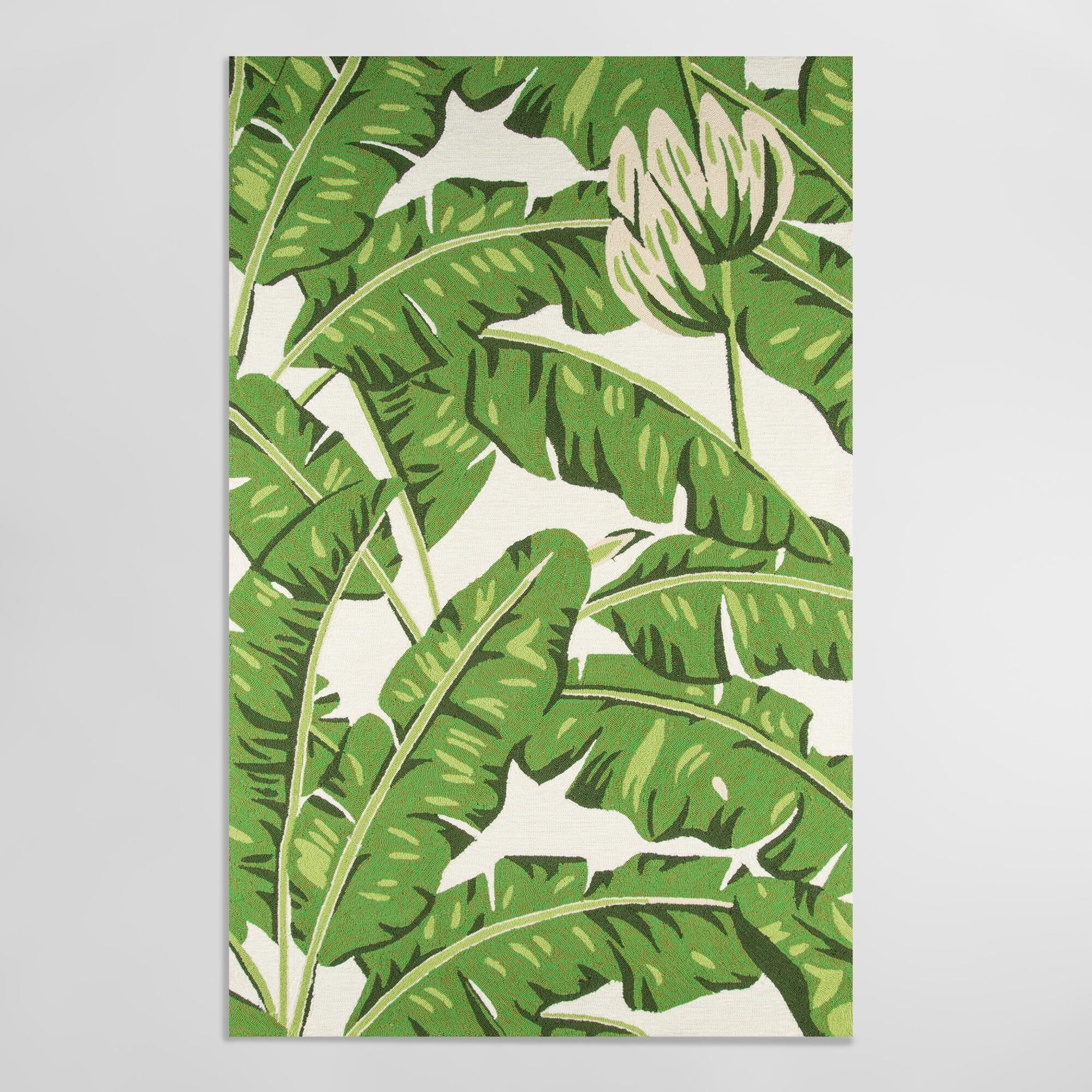 Green Botanical Leaf Indoor Outdoor Patio Rug - Polypropylene - 8' x 10' by World Market 8Ftx10Ft | World Market