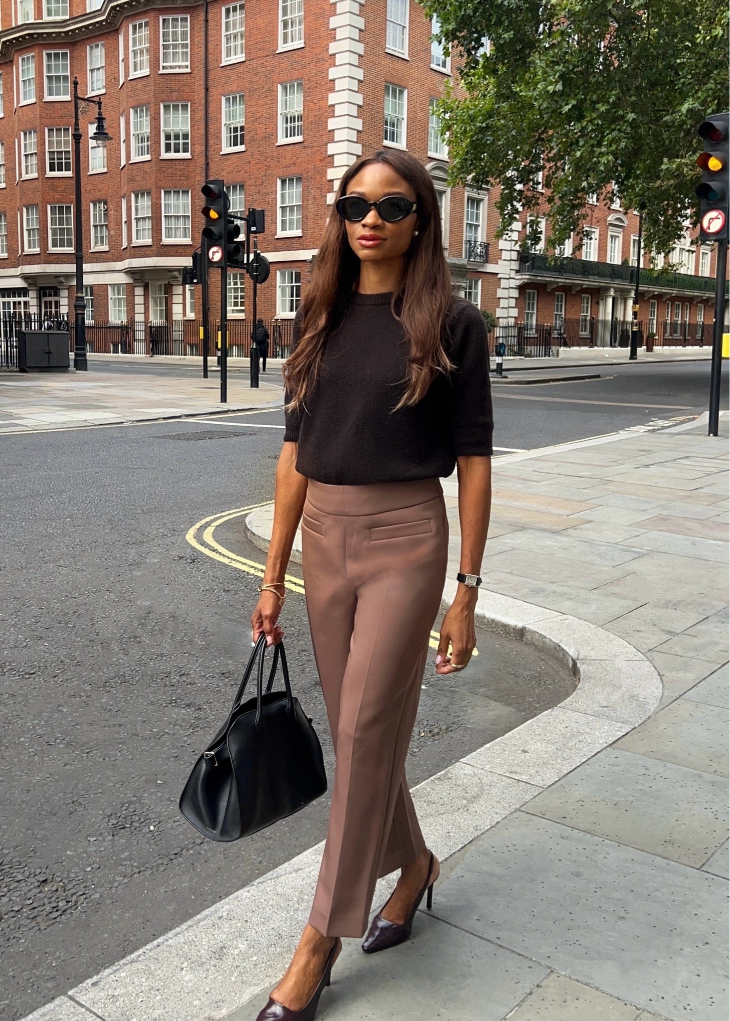 Autumn office outfit | brown shortsleeved knit and taupe trousers

#LTKFashionMonth #LTKuk #LTKautumn