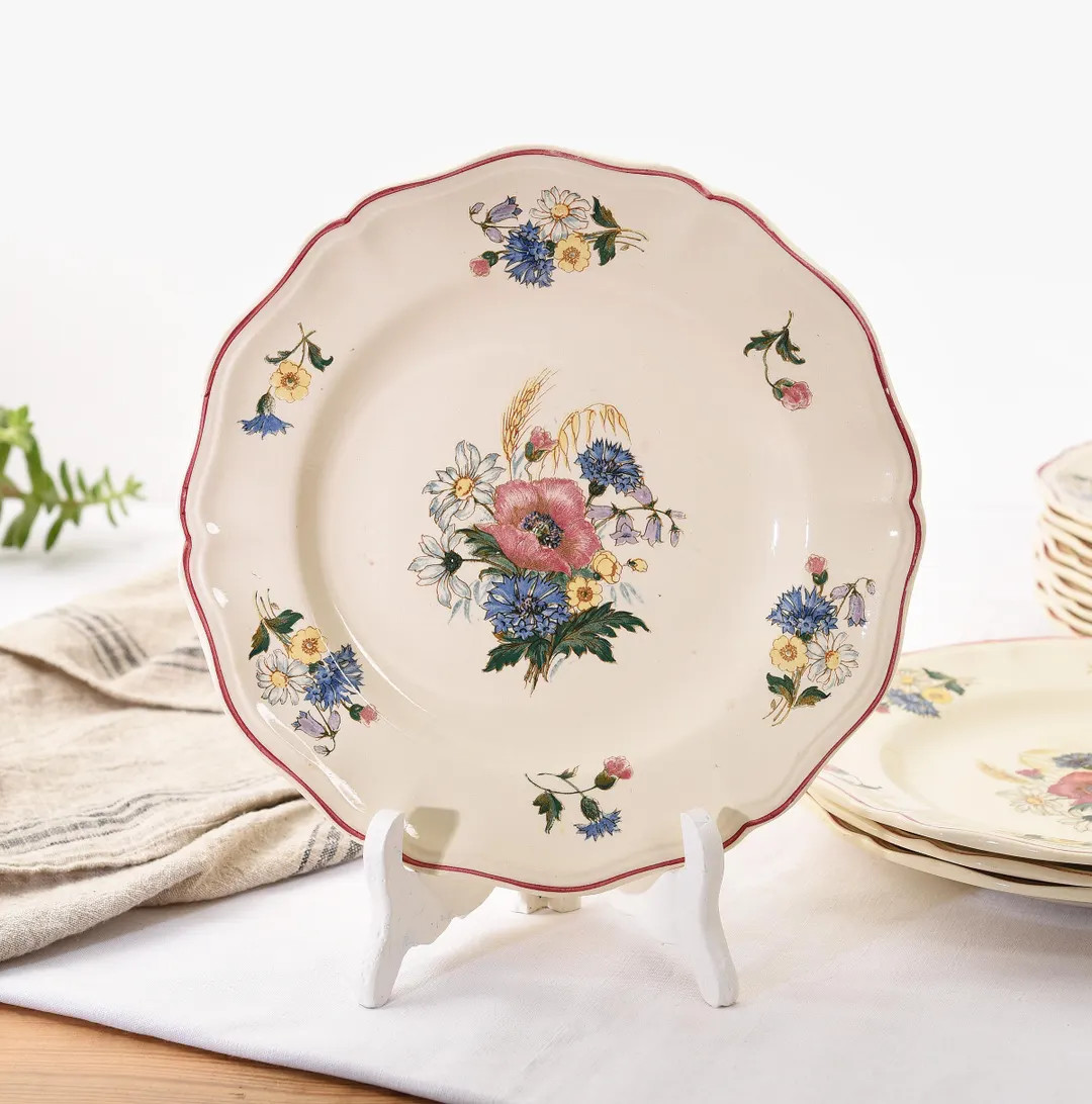Assiettes anciennes françaises en faïence, modèle Agreste Sarreguemines. Assiettes plates, mot... | Etsy (US)