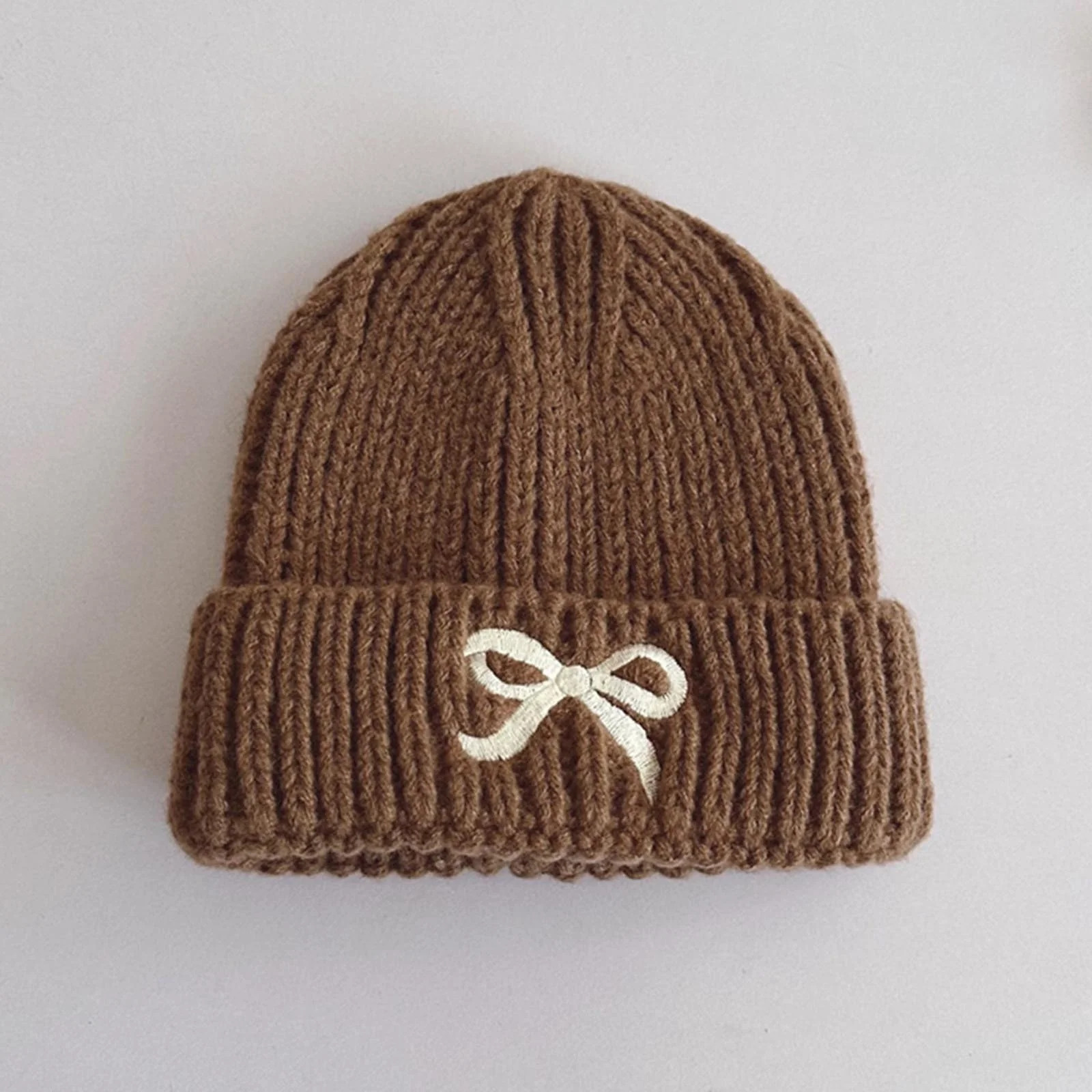 workcargo Juniors' Warm Cotton Beanie with Embroidered Bow - Brown One Size Fits Most for Fall Wi... | Walmart (US)