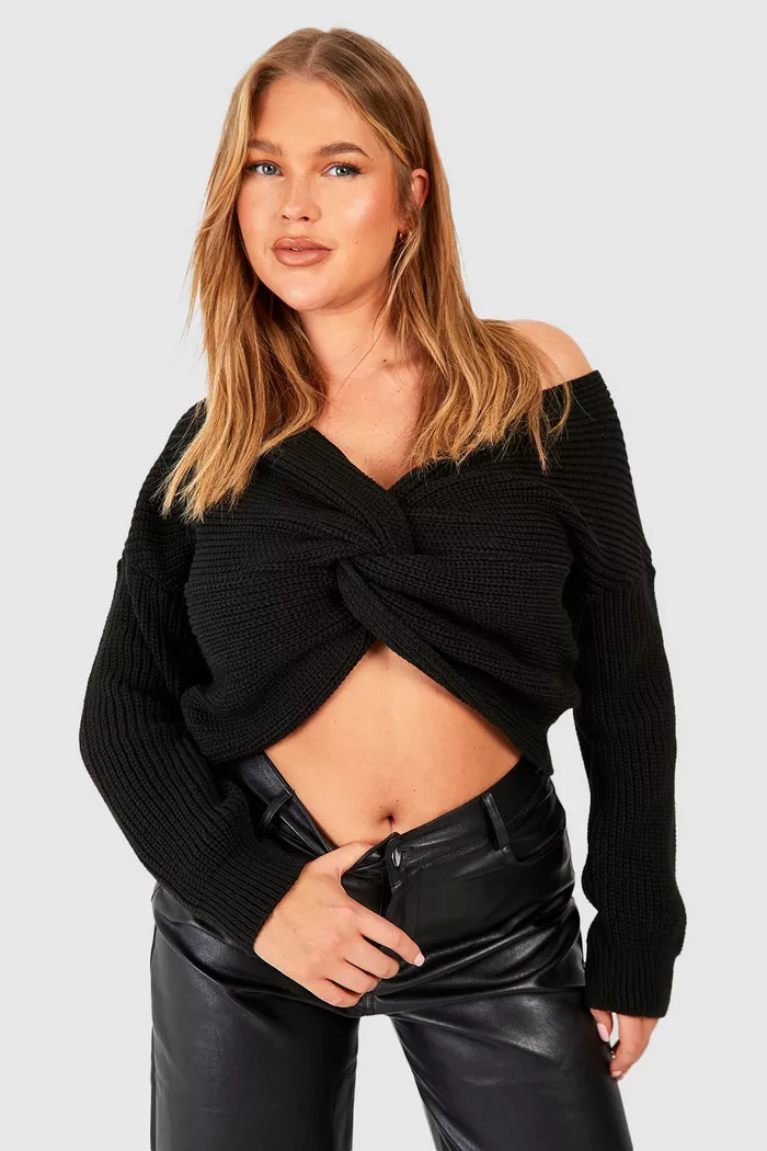 Plus Twist Front Knitted Sweater | boohoo (US & Canada)
