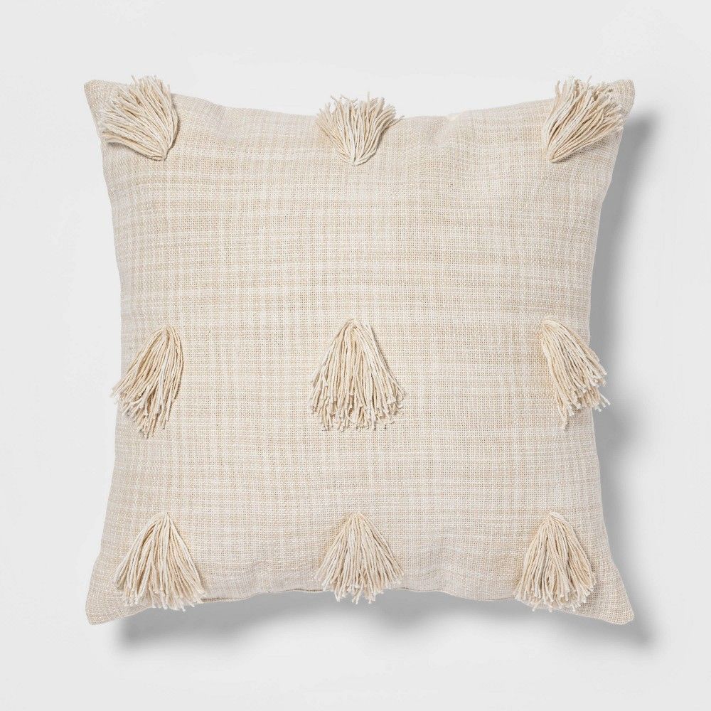 Euro Woven Textured Decorative Throw Pillow With Tassels Cream/Neutral - Opalhouse | Target