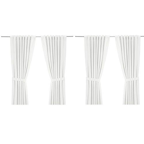 IKEA Ritva 401.119.92 White Curtain Set, 2 Panels with Tie-Backs - Size: W: 57" x L98, 100% Cotton, Pair of 2 | Amazon (US)