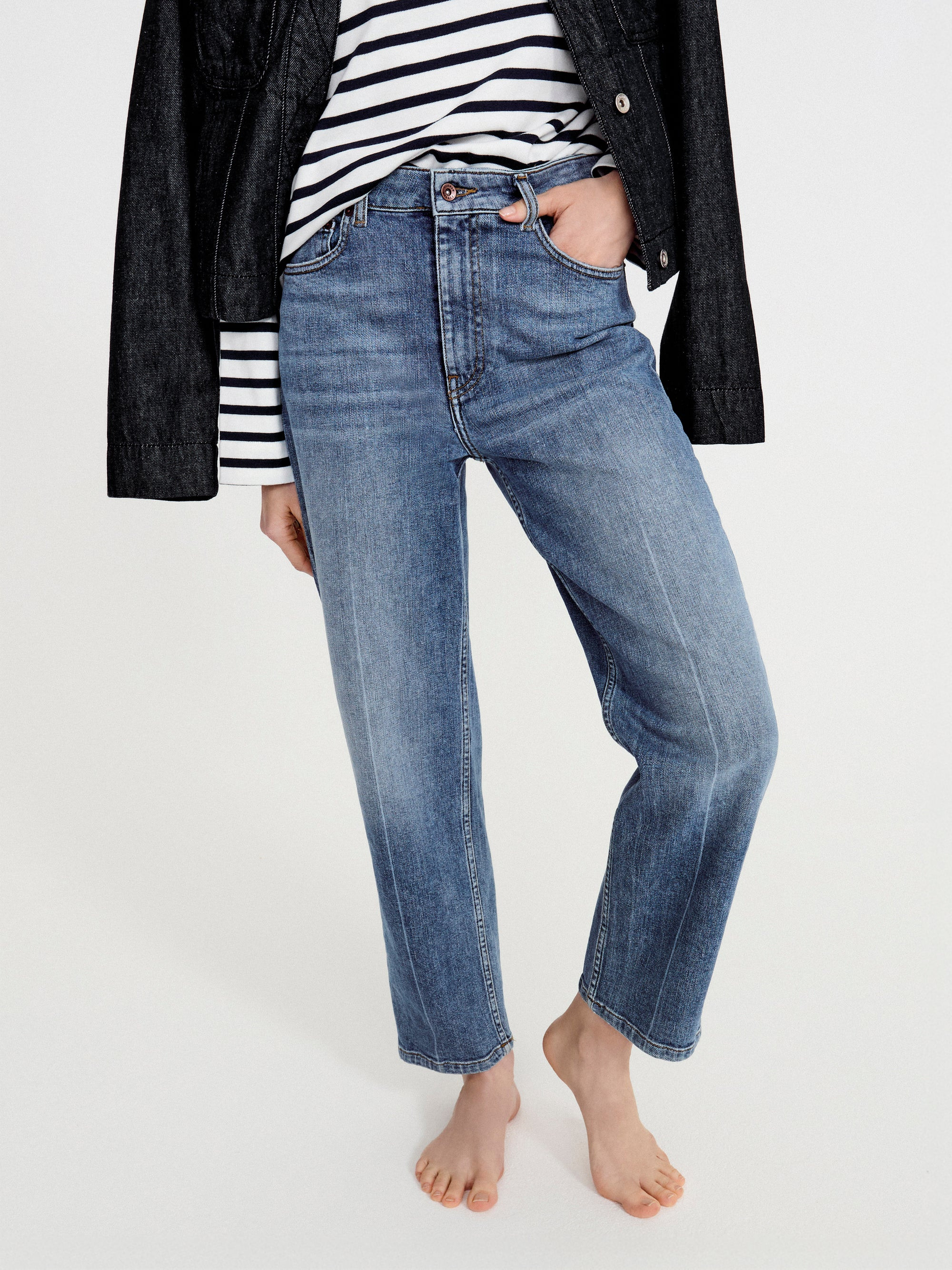 Carter Straight Leg Jean | Mid Blue | Jigsaw (UK)