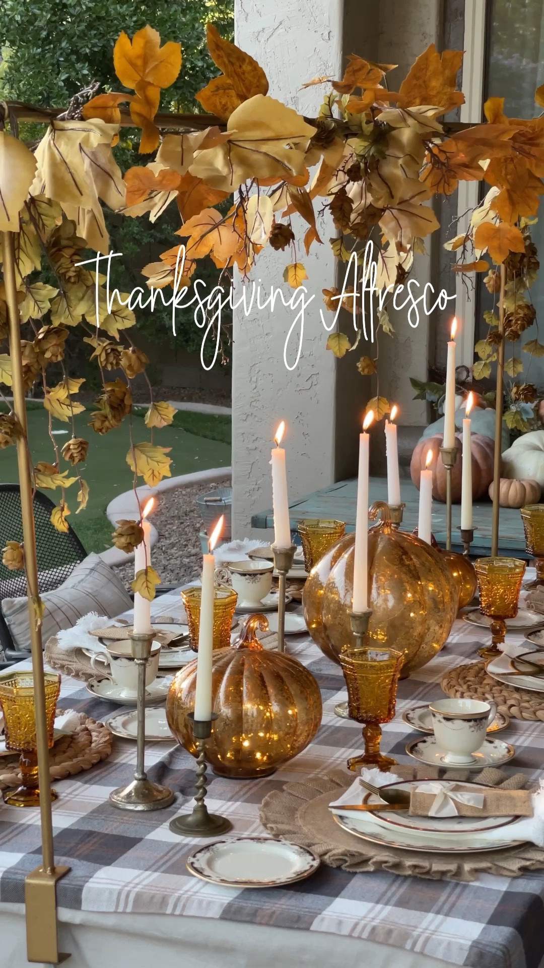 Elevate your tablescape with an over the table rod that you can decorate for any occasion (birthdays, Christmas, Easter, bridal shower etc…)

Glowing Glass Pumpkins from Balsam Hill. 
Cutlery pouches from Cutlery Couture.

Fall table, Thanksgiving table, Autumn table, over the table rod, table rod, tablescape decor, glass pumpkins, glowing pumpkins, fall leaves, Thanksgiving alfresco table, seasonal table decor

#LTKhome #LTKHoliday #LTKSeasonal