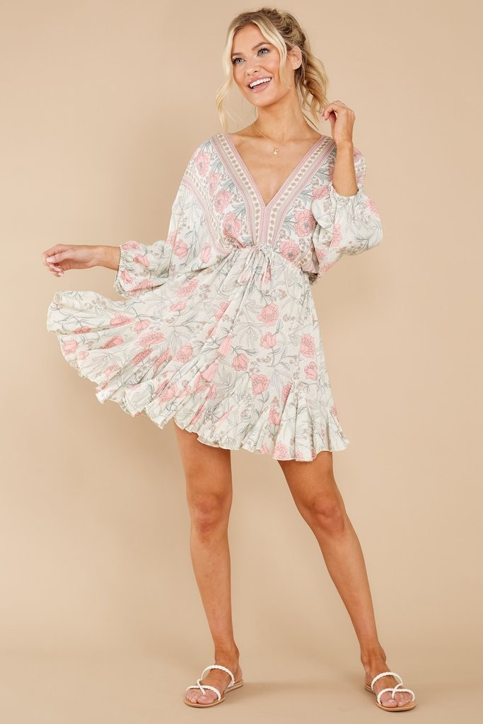 Invest In Love Ivory Floral Print Dress | Red Dress 