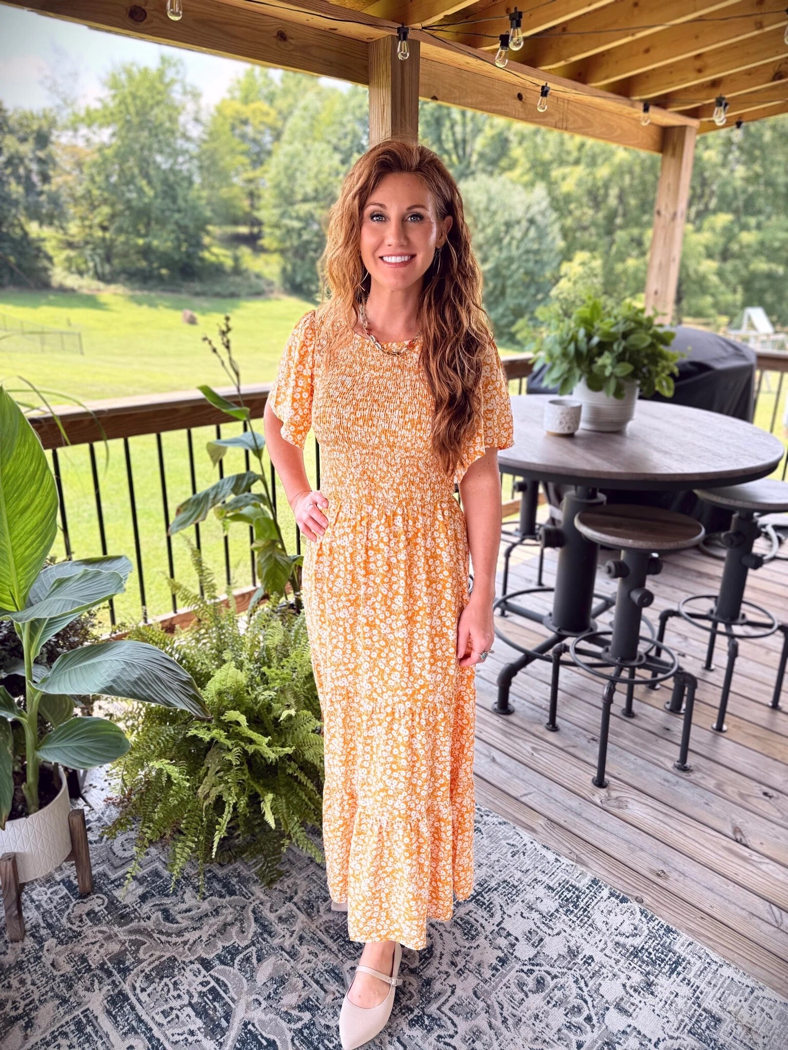 Petite friendly outfit from Amazon! Stephanie is 5’3 and wearing a size small in this yellow printed maxi. Her ballet flats are her true size! 

#LTKWedding #LTKWorkwear #LTKShoeCrush