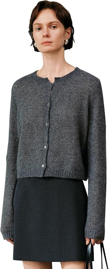 Women’s Silk-Cashmere Cardigan, Lightweight Soft Knit Round Neck Sweater, Button Front Elegant ... | Amazon (US)