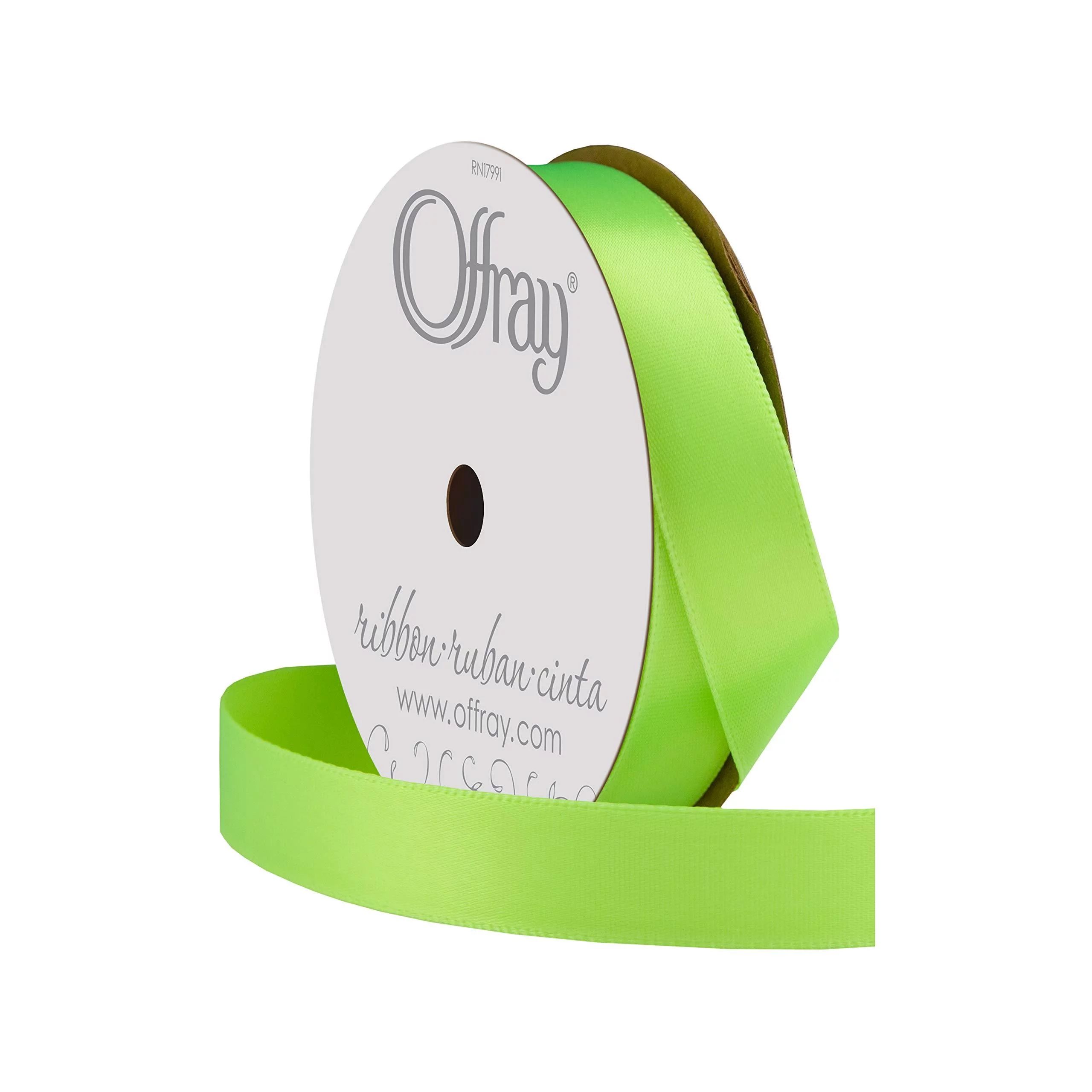 Offray Ribbon, Neon Green 5/8 inch Single Face Satin Polyester Ribbon, 18 feet | Walmart (US)