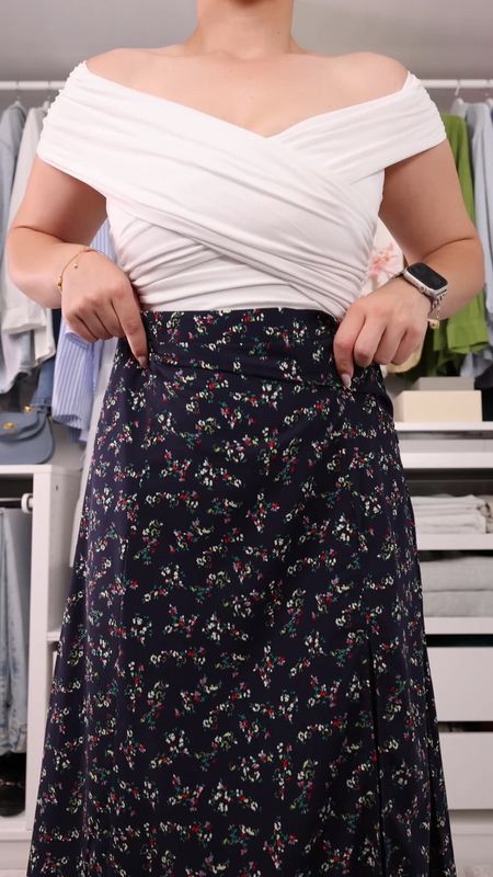 How to style a floral midi skirt 💙 
Wearing sizes small both 

#LTKU #LTKVideo #LTKFindsUnder50