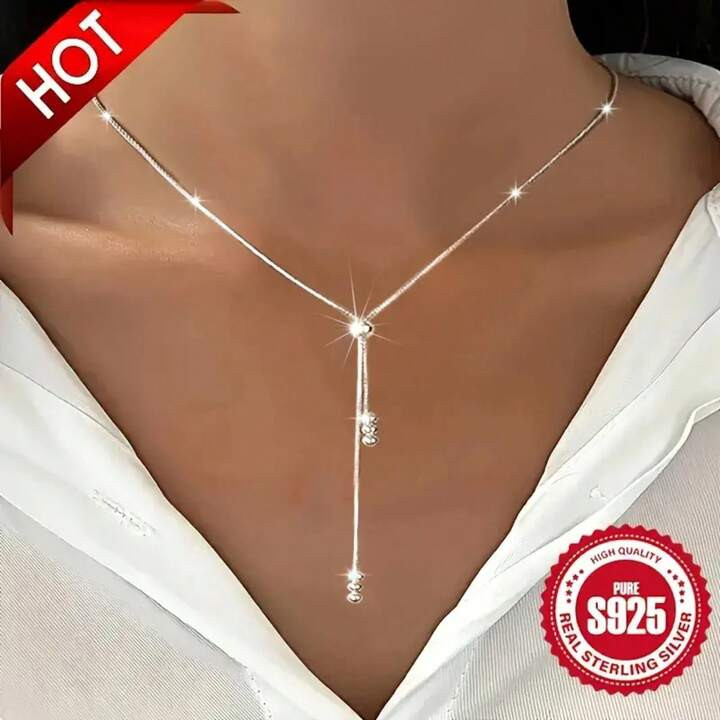 Layered Silver Necklace For Women, Long Necklaces For Women Shaped Cubic Zirconia Pendant Necklaces Fashion Jewelry For Women Gift | SHEIN