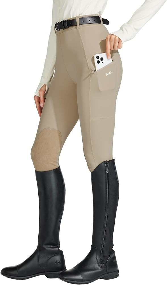 Willit Women's Horse Riding Pants Knee-Patch Equestrian Breeches Horseback Schooling Tights Zippe... | Amazon (US)