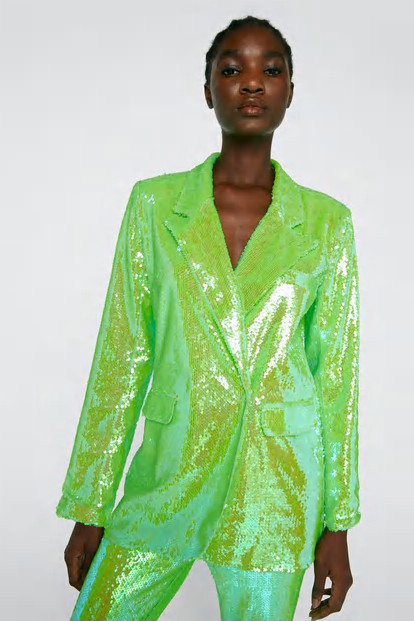 Premium Double Breasted Sequin Blazer | Nasty Gal (US)