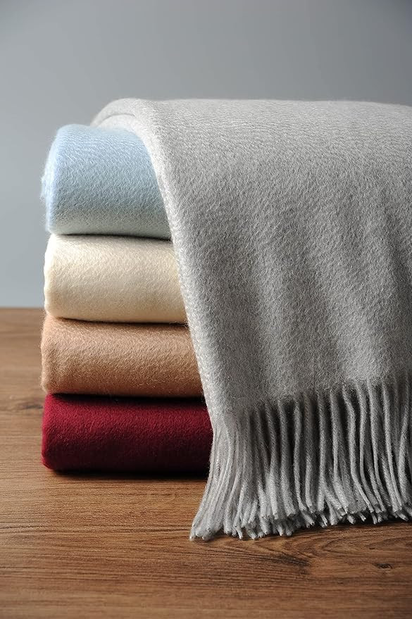 EP Mode 100% Pure Cashmere Throw Blanket for Sofa, Classic Design with Gift Box (Lt. Heather Grey... | Amazon (US)