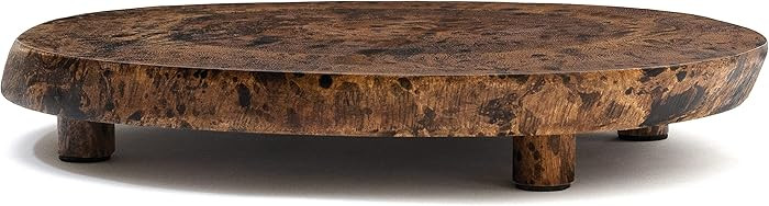 Lipper International 1210 Acacia Burl Finish Serving Board with Feet for Cheese, Crackers, and Ho... | Amazon (US)