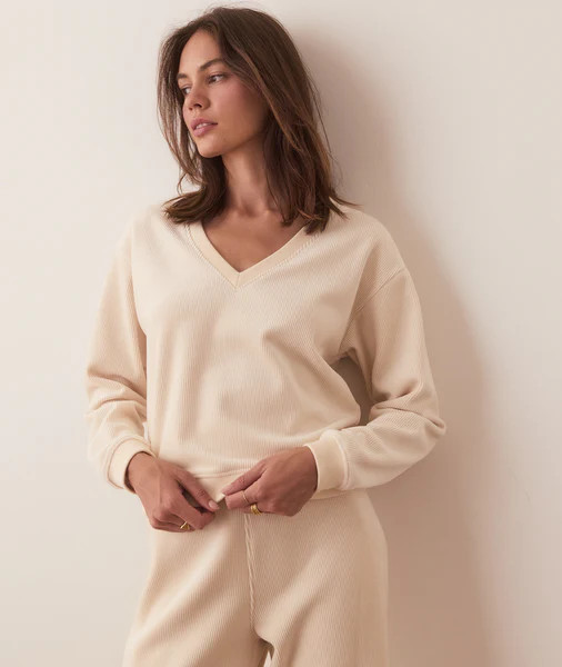 Cord Velour V-Neck Sweatshirt | Marine Layer