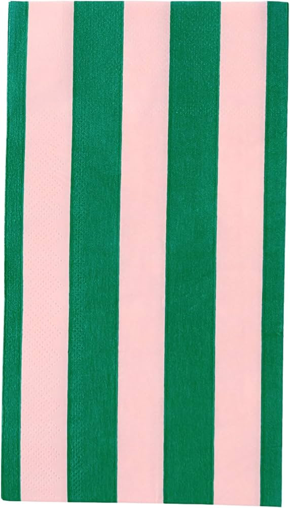 Bonjour Fete Light Pink & Green Cabana Stripe Paper Guest Towels | Disposable, 3-Ply Napkins | Pr... | Amazon (US)