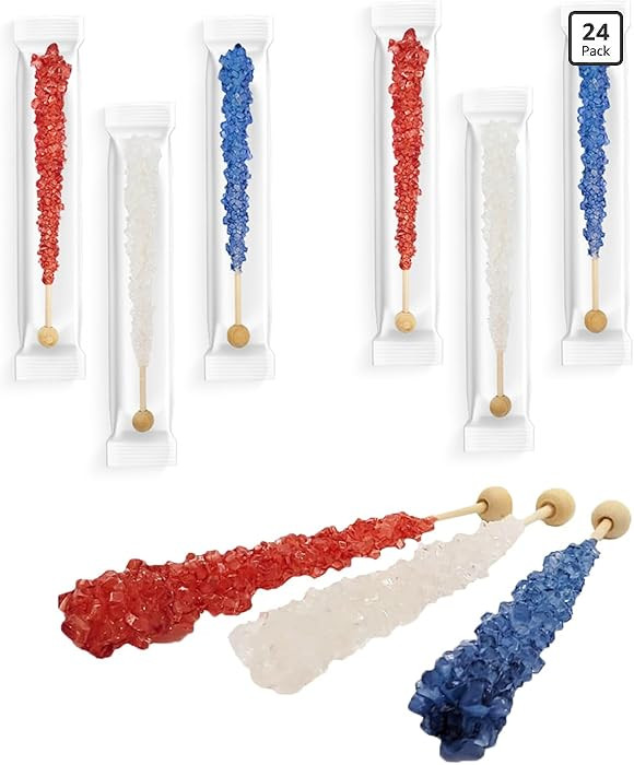 Fruidles USA Patriotic Rock Candy Lollipops Red, White, & Blue Pops Candy Suckers, Color and Flav... | Amazon (US)