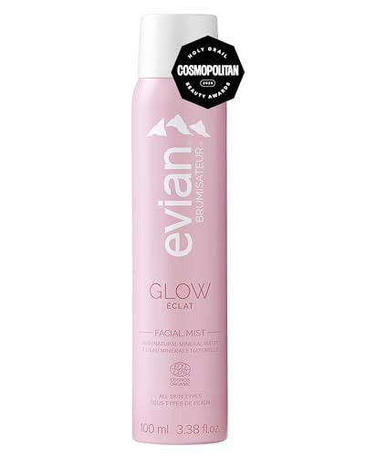 Evian Glow Facial Mist | Hydrating Mineral Water Face Spray with Aloe & White Tea | Dewy Setting Mist & Toner for Glowing Skin | Facial Spray to Refresh, Balance, & Enhance Makeup | Amazon (US)