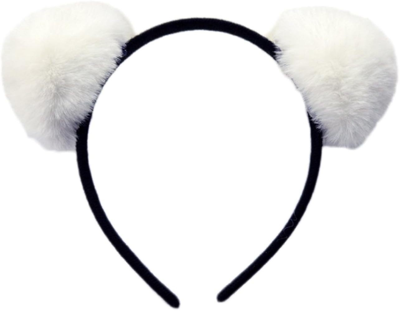 Womens Fur Ball Headband Fluffy Panda Ears Hairhoop for Halloween Cosplay | Amazon (US)