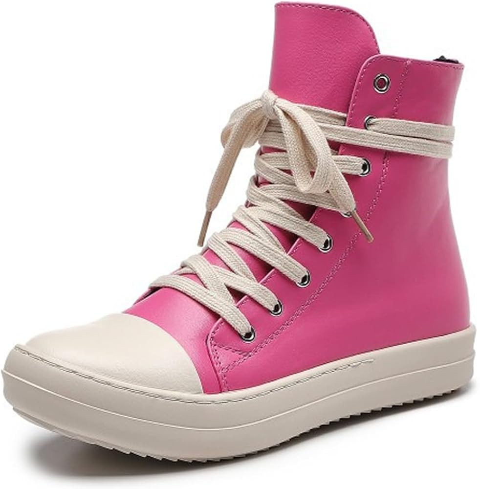 Kluolandi Women's High Top Sneakers Lace Up Canvas Shoes with Zipper Comfort Platform Walking Sho... | Amazon (US)