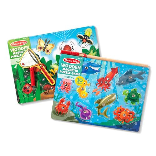Melissa & Doug Magnetic Wooden Puzzle Game Set: Fishing and Bug Catching - Magnetic Games, Chunky Animal Puzzles For Toddlers And Kids Ages 3+ | Amazon (US)