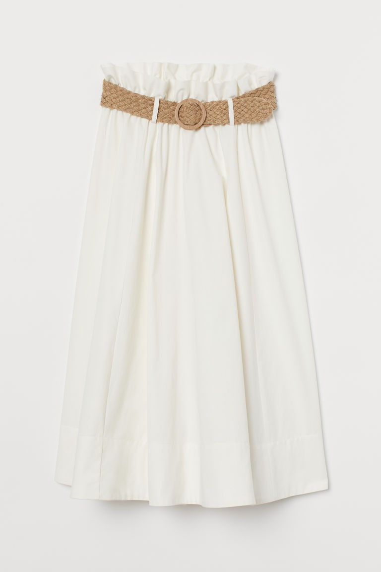 H & M - Belted Skirt - White | H&M (US + CA)