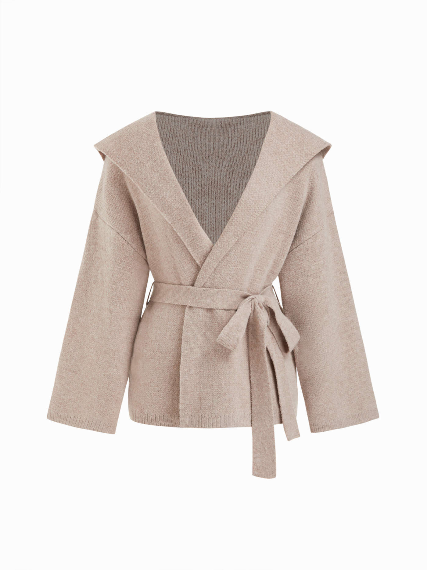 Hooded Wool-blend Knit Oversized Cardigan With Belt | Cider