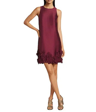 Kaitlin Mikado Floral Applique Trim Sleeveless Shift Dress | Dillard's