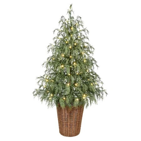 4ft Pre-lit Green Northern Pine Potted Christmas Tree by My Texas House, 80 Twinkle LED | Walmart (US)