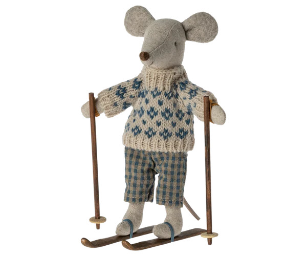 Winter Mouse with Ski Set, Dad | MailegUSA