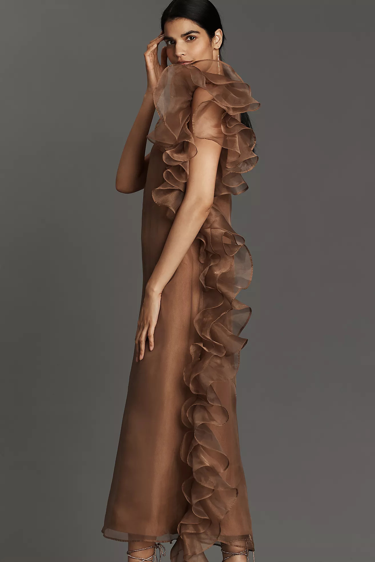 Let Me Be Asymmetrical Ruffle Midi Dress | Anthropologie (US)