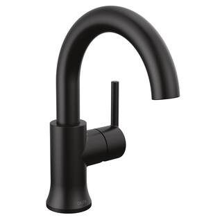 Trinsic Single Hole Single-Handle Bathroom Faucet with Metal Drain Assembly in Matte Black | The Home Depot